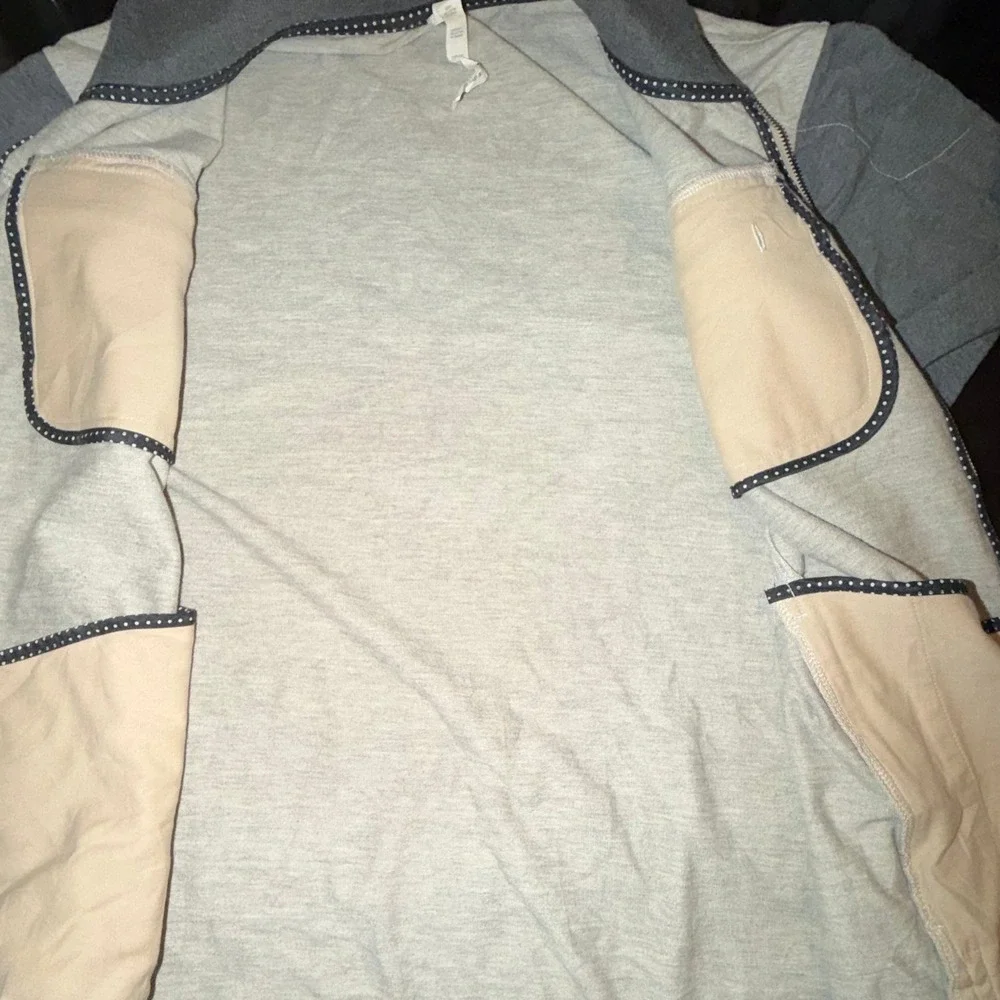 Lululemon Mens Two Tone Full Zip Track Jacket Grey Oatmeal Mock Neck Size XL